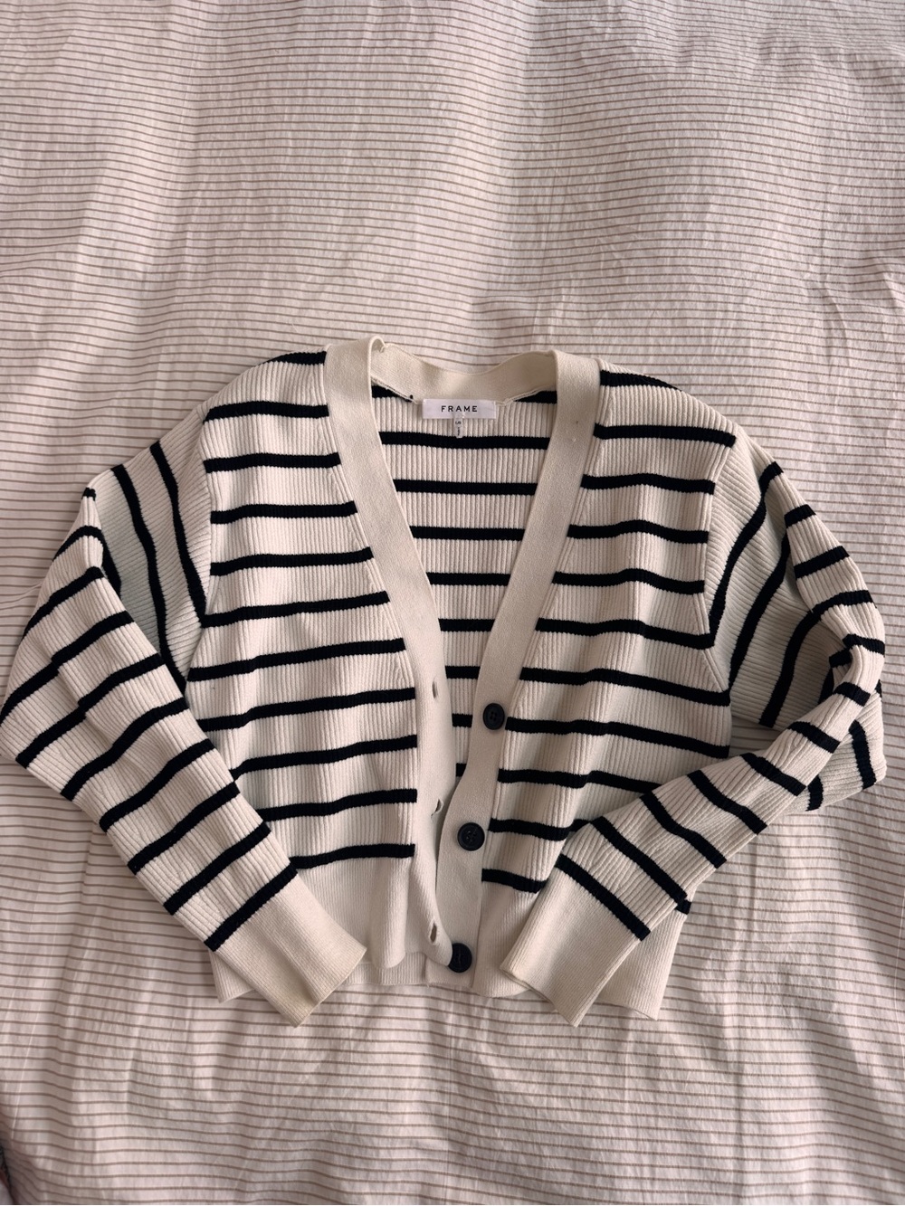 Striped Black & Cream Ribbed Women’s Sweater
